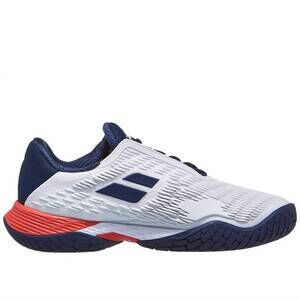NEW BABOLAT men's propulse fury 3 ac shoe in white/estate blue